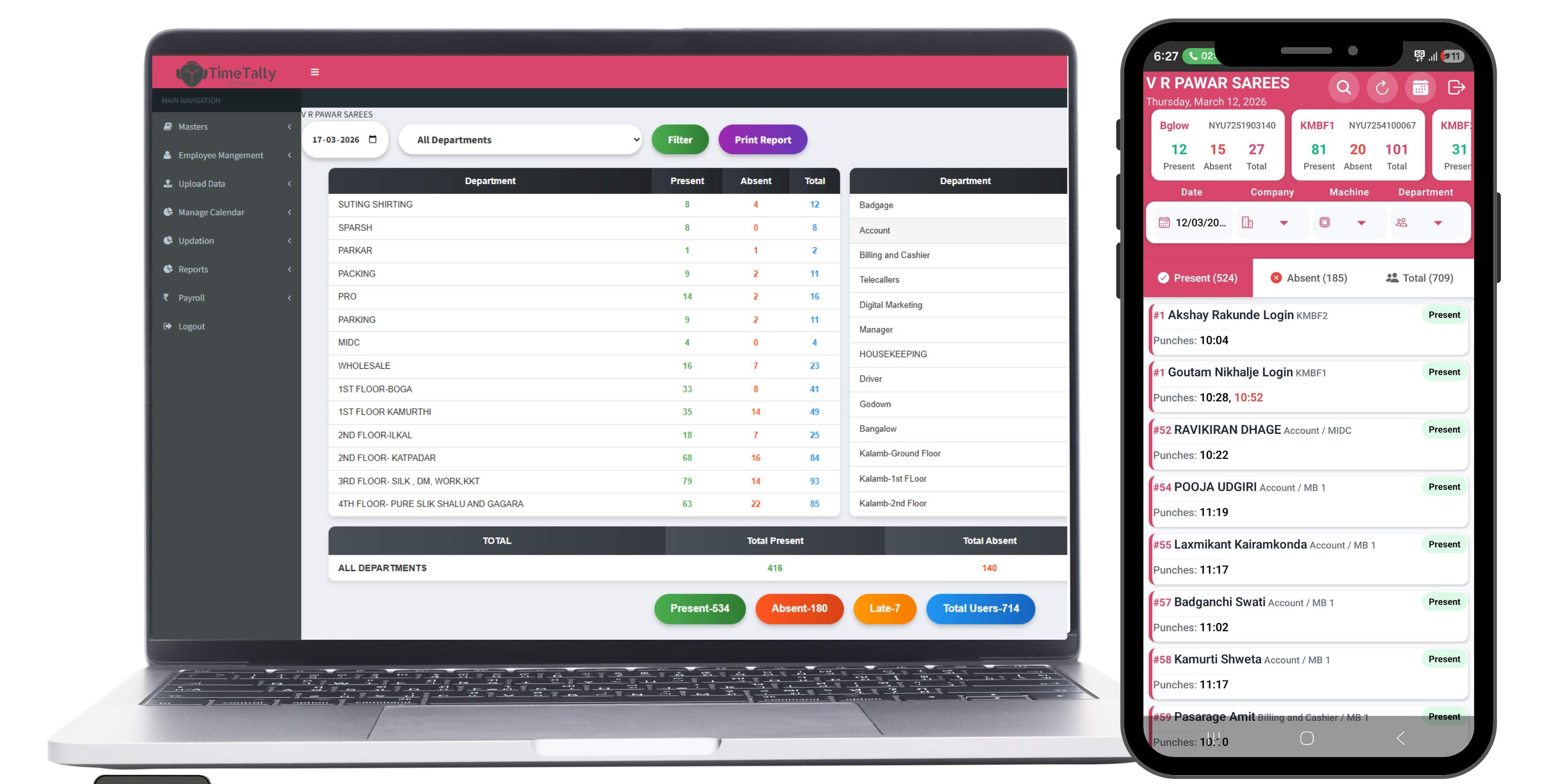 Web and mobile attendance overview